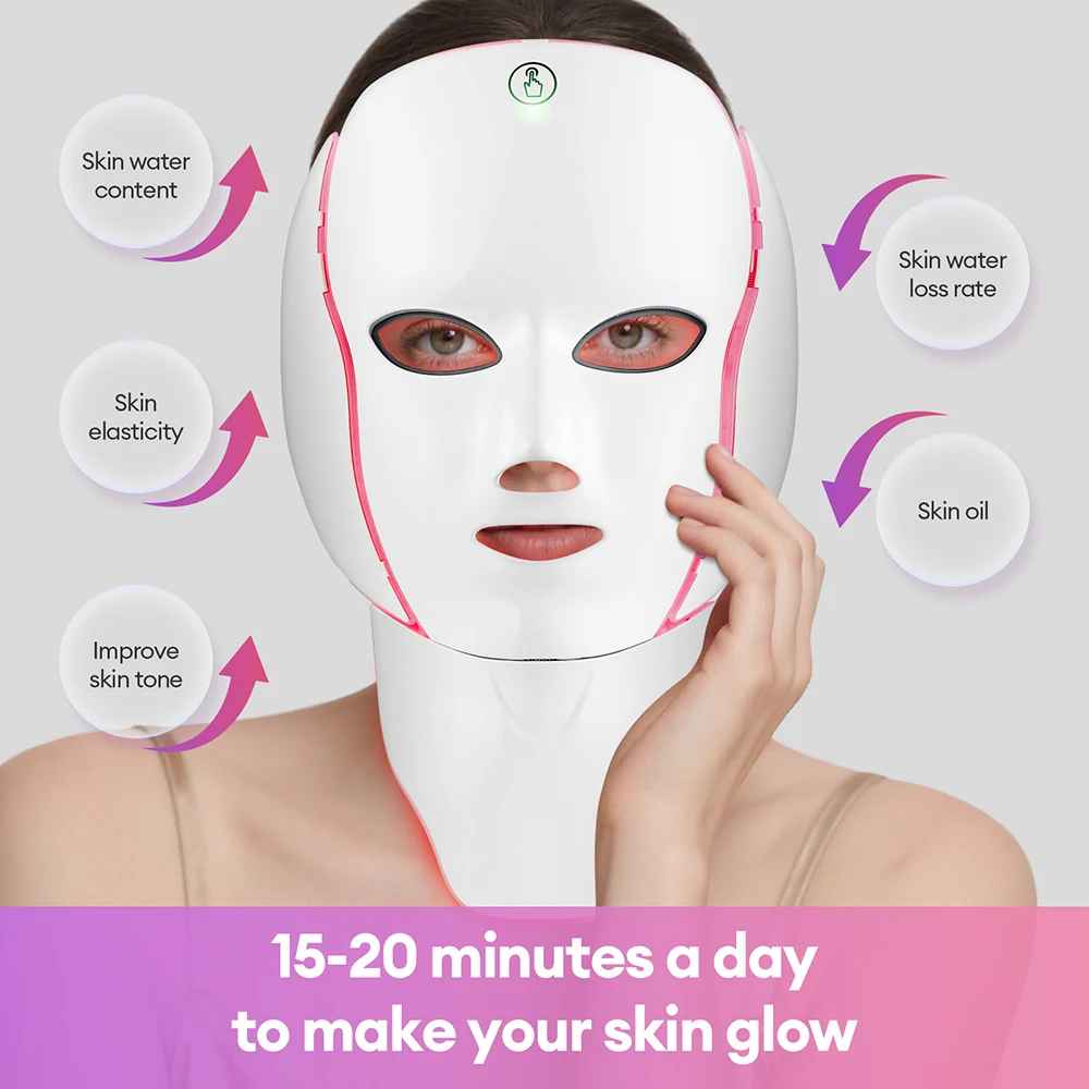 Facial LED Light Mask with Neck – Photon Therapy | Blushia 2
