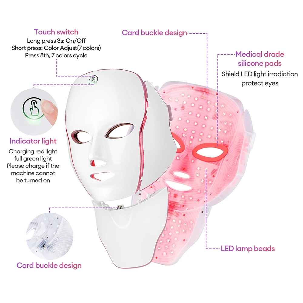 Facial LED Light Mask with Neck – Photon Therapy | Blushia 4